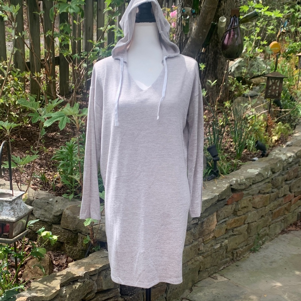 Light Taupe Hooded Long Sleeve Tunic